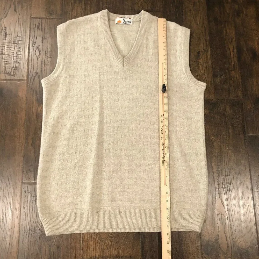 Vintage Oster Size 42 Wool Sweater Vest Beige Tan‎ V Neck Grandpa